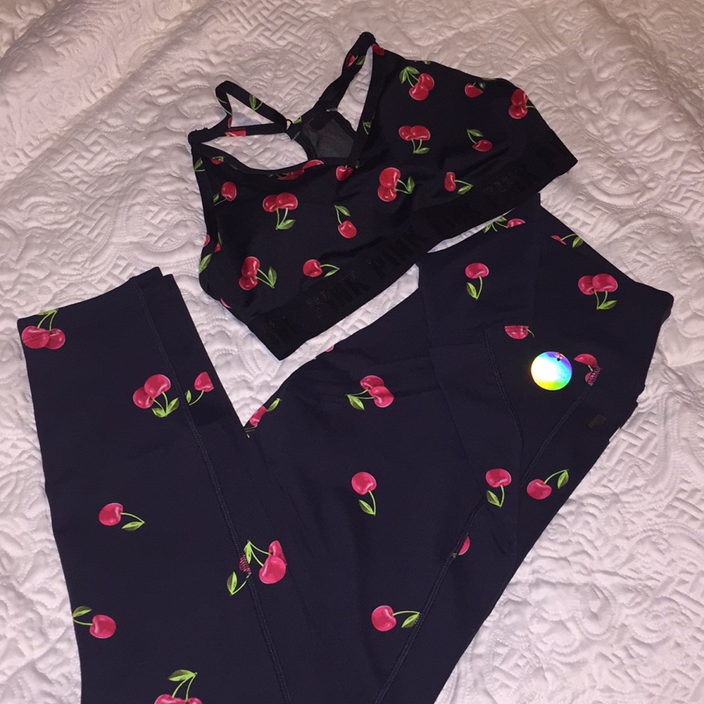 Medium NWT Pink by VS cherries workout set